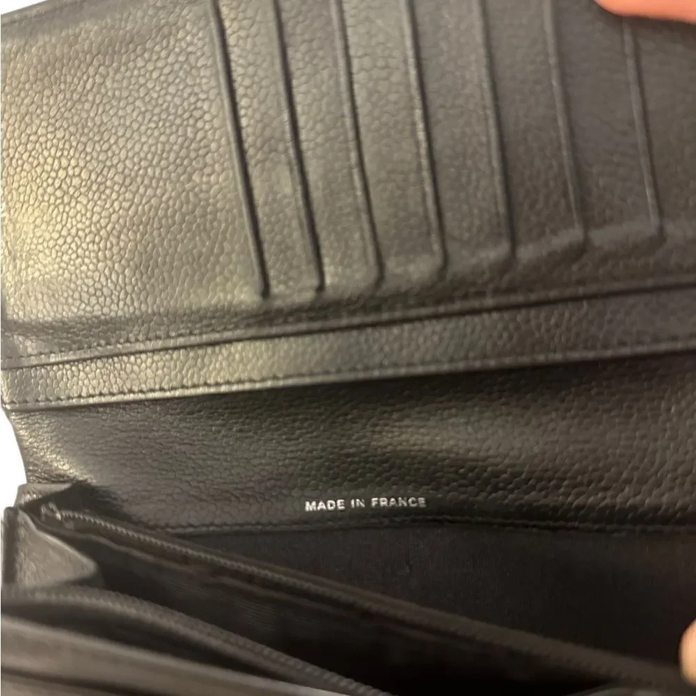 Chanel quilted black leather wallet